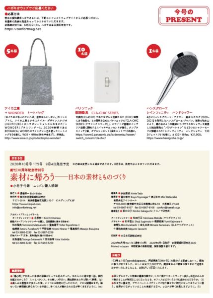 No 174 読者プレゼント 資料請求 雑誌 コンフォルト Confort