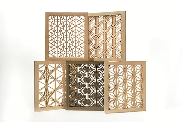 163 ❣️特価❣️ 麻の葉組子3枚一組 木製額縁 組子トレー