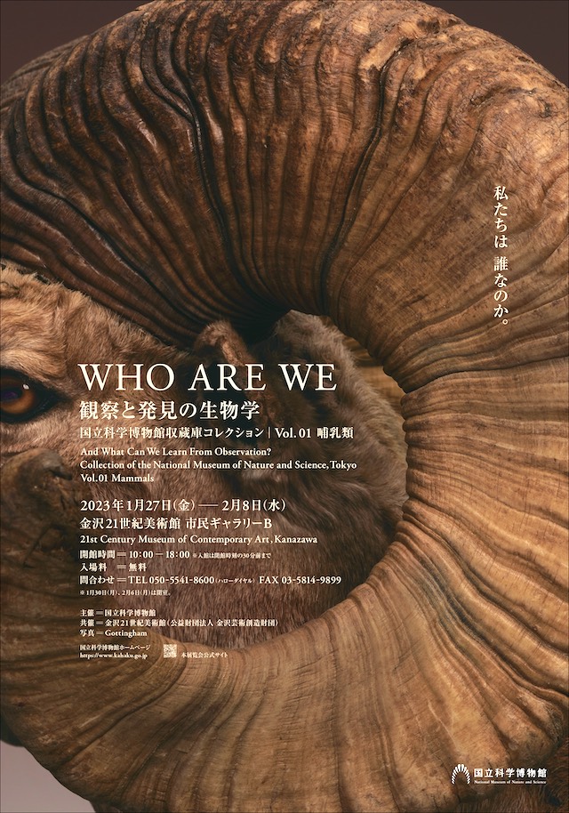 「WHO ARE WE　観察と発見の生物学　国立科学博物館収蔵庫コレクション｜Vol.01 哺乳類」